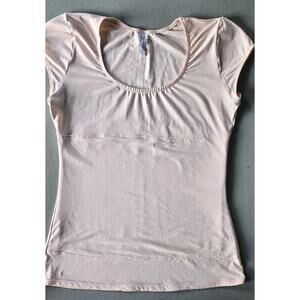 Flexees Womens 2XL Pink Tee Shirt Shapewear Layer SS Scoop Maidenform